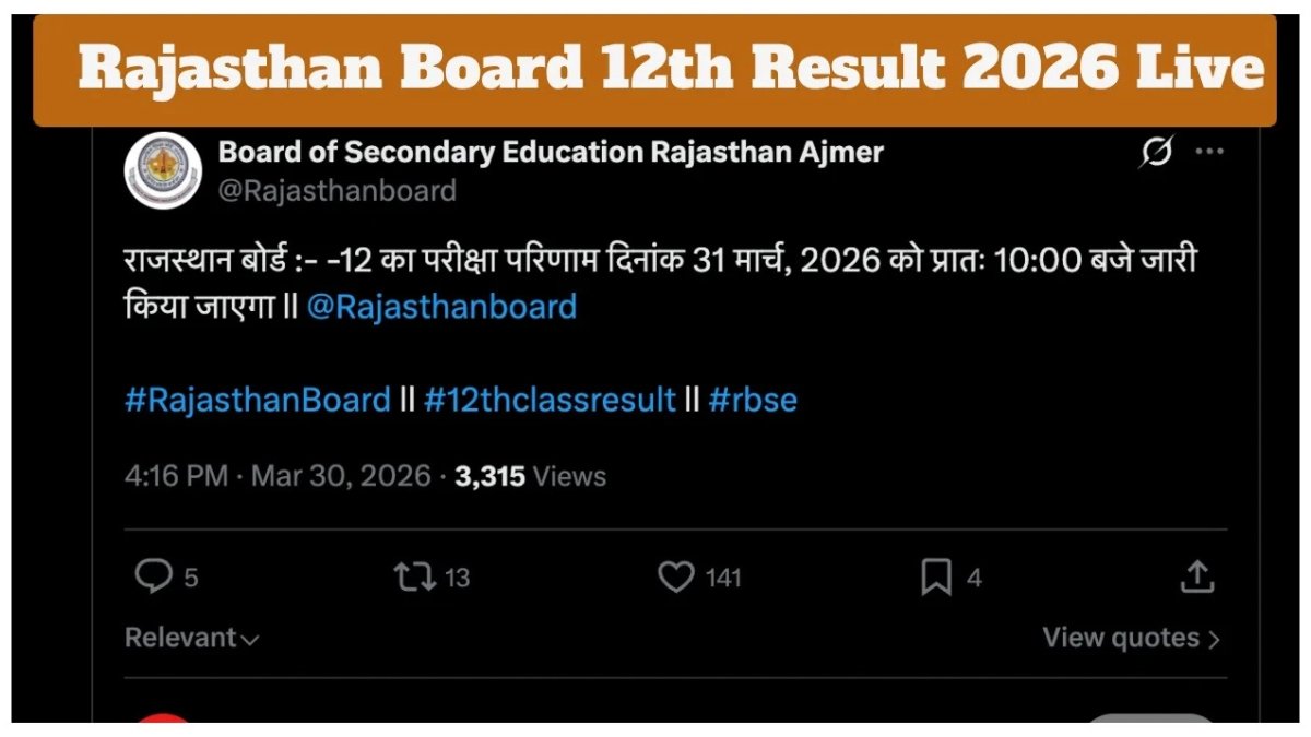 Rajasthan Board 12th Result